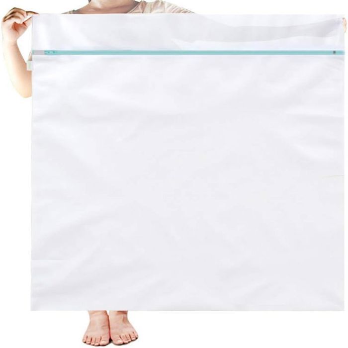 Grand sac de lavage en maille (90x 110cm) Idéal pour voyages camping et étudiants – Pour robes literie couvertures et draps-Bleu