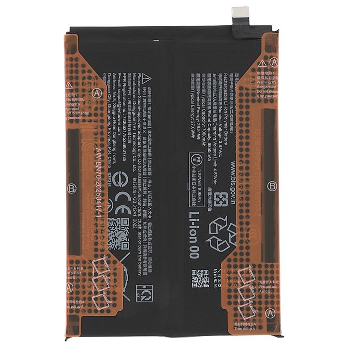 Xiaomi Batterie de Remplacement Service Pack pour Redmi 15 5G Li Polymer 3. 7000mAh - vue 2