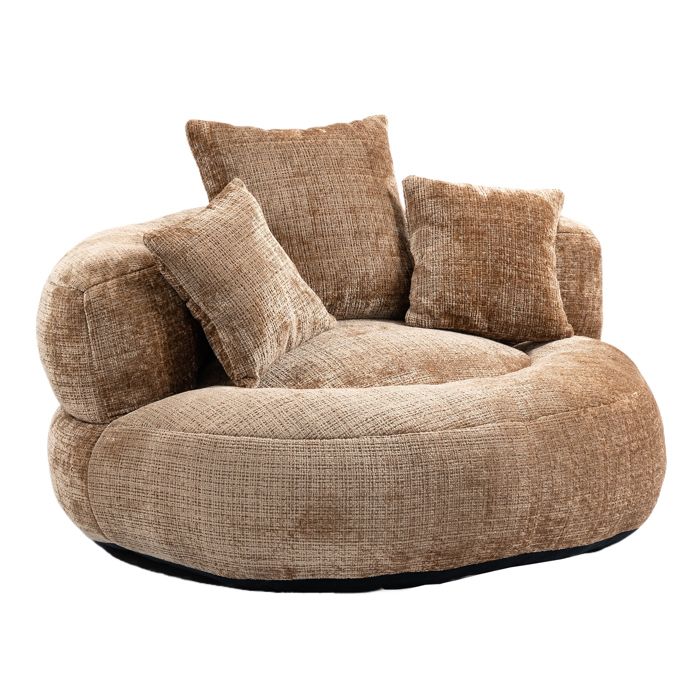 Canapé 1 place en chenille 108×108×52 cm pouf poire Fauteuil Confortable pour salon et chambre Marron