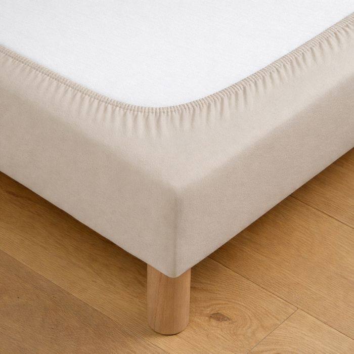 Cache sommier jersey coton extensible Beige 160x200 cm Cache sommier jersey coton extensible Beige 160x200 cm