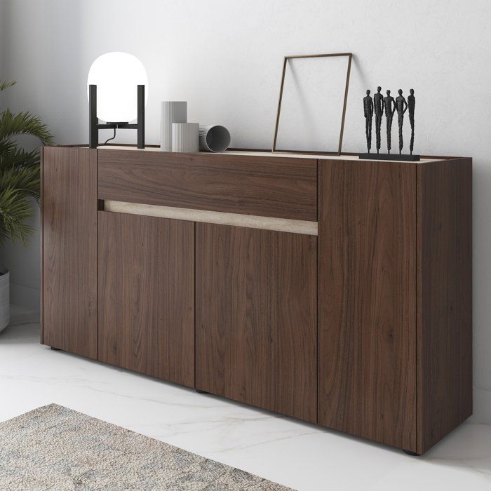 Buffet Cirimido Dmora en bois reconstitué marron noyer 170x40x85h cm Buffet Cirimido Dmora en bois reconstitué marron noyer 170x40x85h cm