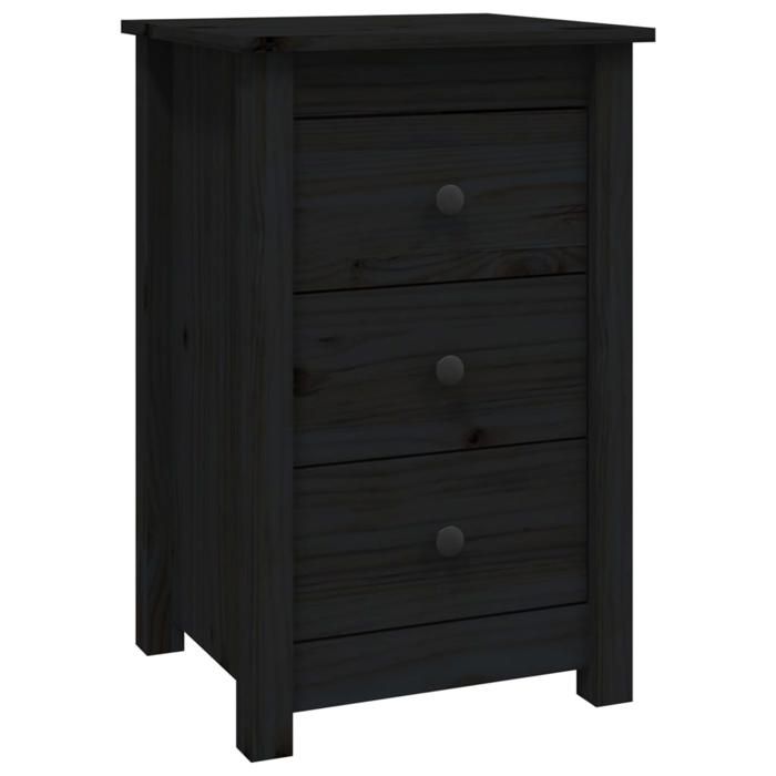 {Noir}Table moderne - Tables de chevet - Lot de 2 - Noir 40x35x61 5 cm Bois de pin massif - Cadre robuste_11018