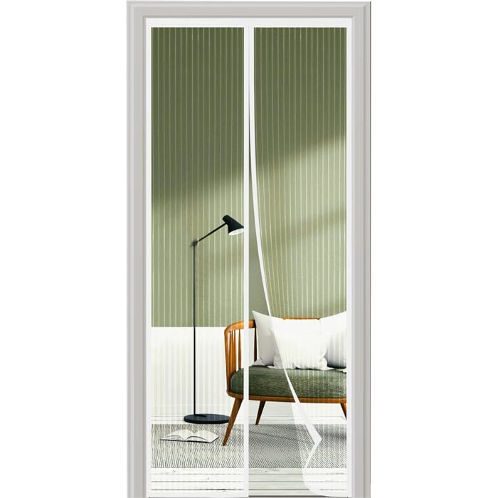 Moustiquaire Magnétique pour Porte 120x200 cm Rideau Anti-Moustiques Fermeture Automatique Blanc