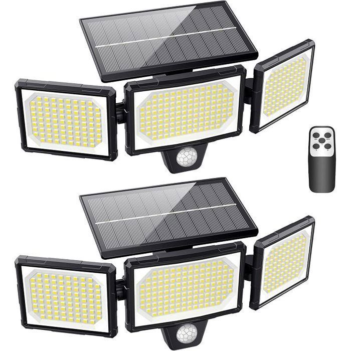 [Lot de 2] Lampes Solaires Extérieur Puissante - 304LED Projecteur Lumière Solaire Extérieure avec Détecteur de Mouvement 320°