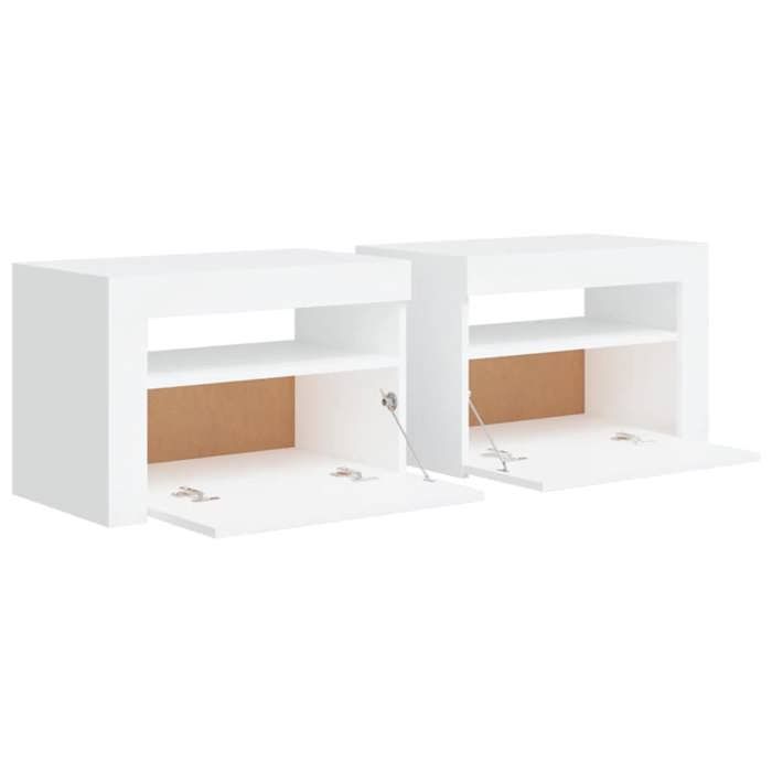 Tables de lit Moderne CHIC 2 pcs Armoires de chevet - Pour chambre - avec LED - Blanc 60x35x40 cm CC290
