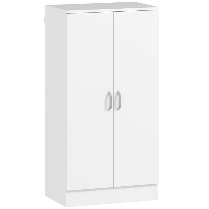 YWJ Armoire Chaussures Blanche Bois 55x35x108cm 6 Niveaux 14 Paires Fermeture Douce Étagères Réglables