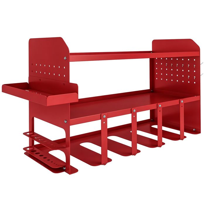 YWJ Organisateur doutils de jardin étagère de rangement murale à 2 niveaux pour garage avec plateau et crochets