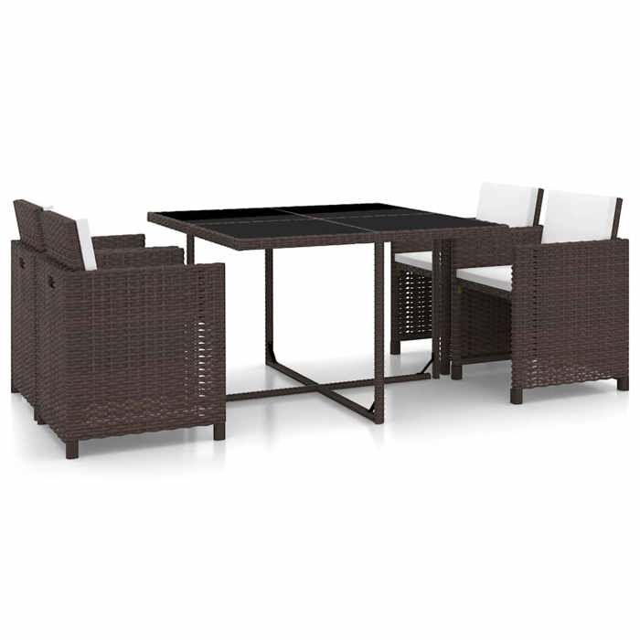 Ensemble à manger dextérieur 5pcs - VIDAXL - avec coussins Résine tressée - Cadre durable - design élégant(8078)