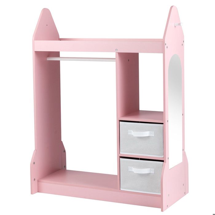 42 armoire enfant rose avec miroir acrylique penderie de rangement pour chambre et salle de jeux