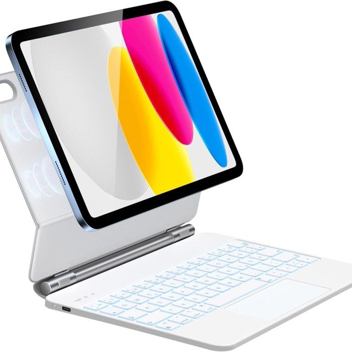 Clavier HOU MF-10G QWERTZ allemand avec pavé tactile pour iPad 10 9 pouces - blanc