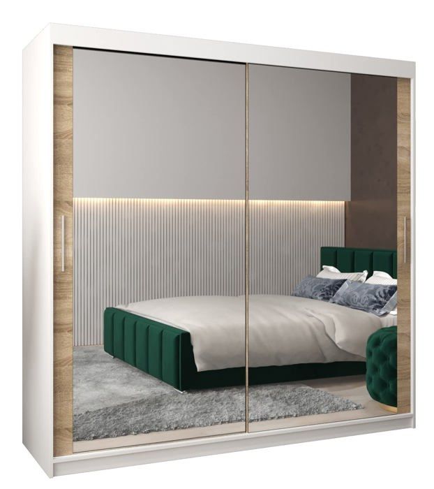 ABIKSMEBLE Armoire à Portes Coulissantes York 200 Armoire Avec Tringle