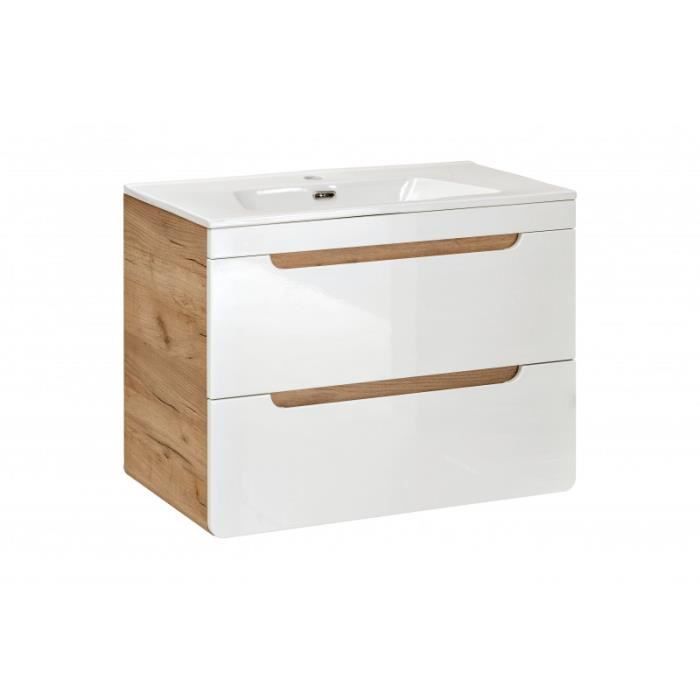 ensembles salle de bain - ensemble meuble vasque encastrée - 80 cm - archipel white beige