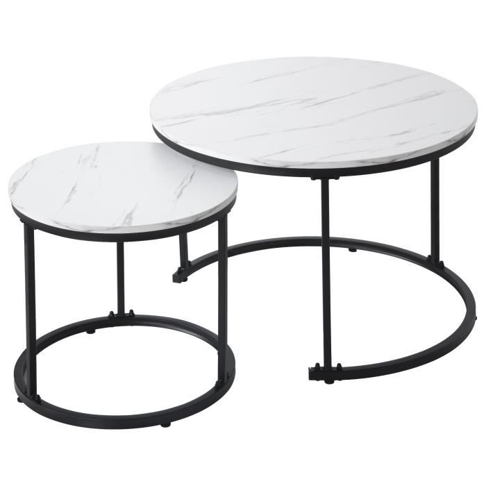 Table basse ronde ensemble de 2 tables basses salon table ronde ...