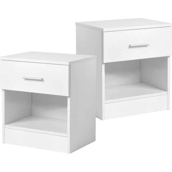 Table De Chevet Lot De 2 Table De Nuit,avec 1 Tiroirs, Espace De