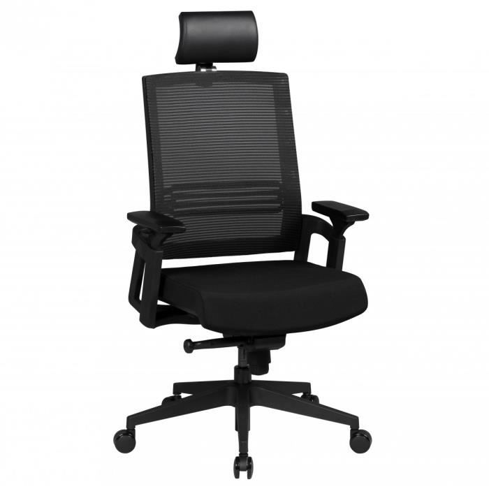 amstyle chaise de bureau apollo a1 chaise de bureau en tissu noir accoudoir exécutif chaise 120 kg fauteuil pivotant appuie - tête