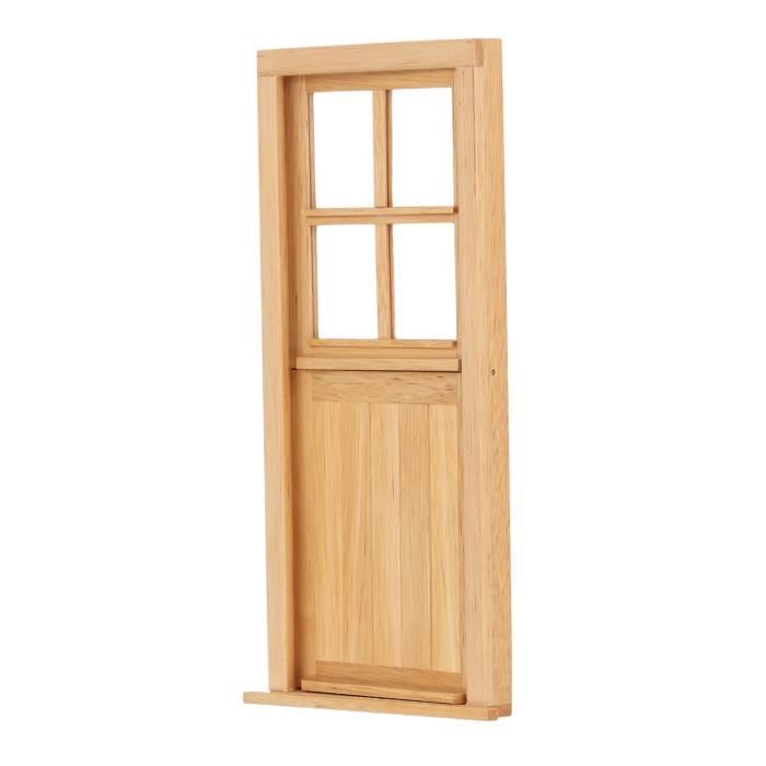 Miniature Porte D'entrée En Bois 1/12 - 5 Pièces Avec Serrure, Heurtoir, Boîte Aux Lettres, Clé