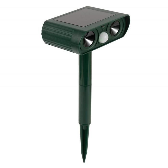 Répulsif à Animaux Solaire Et USB - Ultrasons, Détecteur Mouvement, Lumière LED, étanche IP54 Pour Chats, Chiens, Rongeurs