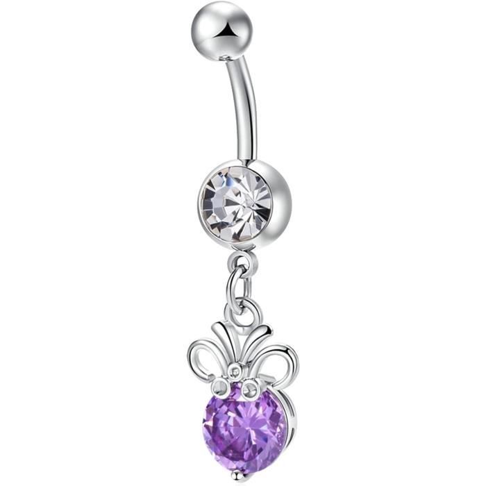 Piercing De Nombril Rosace Inctrustée De Brillant Acier Chirurgical. – Piercings