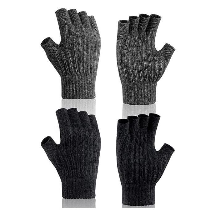Gants Thermiques Sans Doigts - Motif Tacheté Bleu - Pour Pêche, Vélo, Travail - Taille Unique