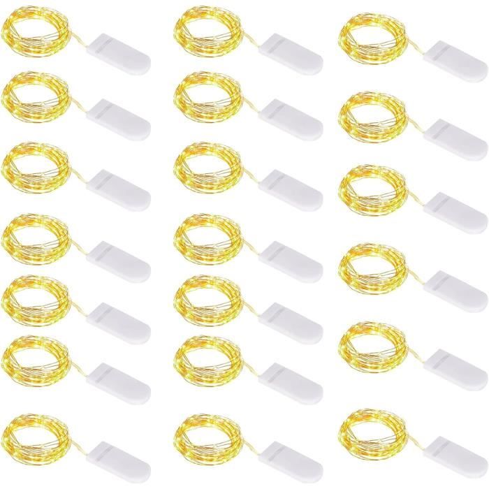 Guirlande Lumineuse LED 2m 20 LEDs - 3 Modes, Sur Pile, Fil De Cuivre Flexible, Pour Déco Fête