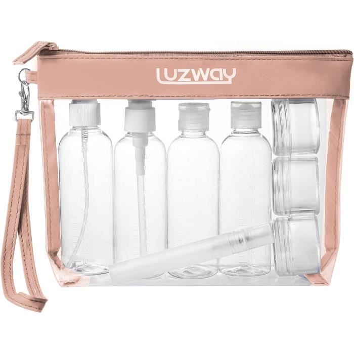 Trousse De Toilette Transparente  Kit Voyage Avion Avec 8 Flacon