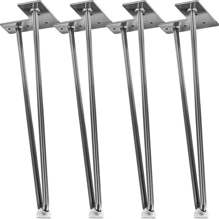 Melko 4 Pièces Pieds De Table En épingle à Cheveux Pieds De Table En épingle à Cheveux En Acier De 12 Mm Avec Protection De Sol Hauteur 25 Cm, 2 Montants, Acier