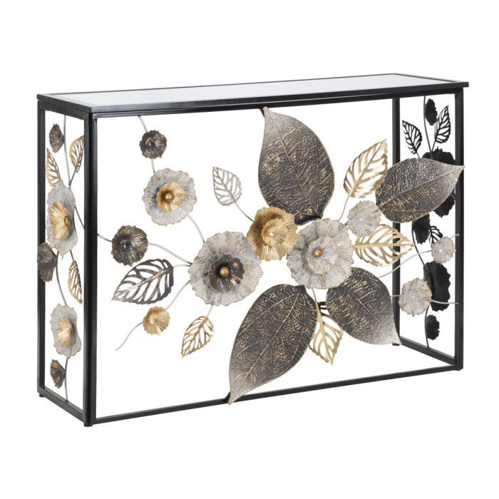 Console Design en Métal Flora 111cm Multicolore