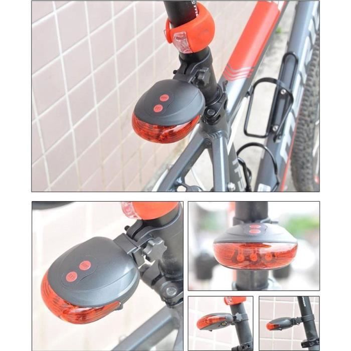 2 Lampes Arrière Laser Pour Vélo - 5 LEDs Clignotantes, étanches, Sécurité Renforcée