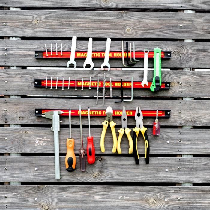 Navaris 2x barre magnétique pour outils Baguette aimantée accroche murale divers outils Rangement outillage maison garage atelier 61 x 4 cm 