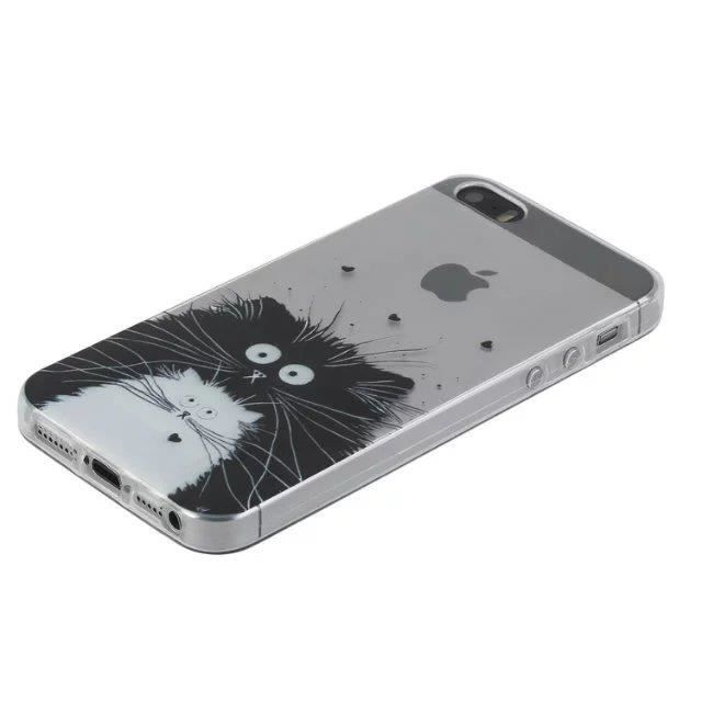 Coque Iphone 5 5s Se Mignon Chat Noir Blanc Amour Coeurs Dessin Anime Animal Unique Mobile Protecteur Doux Dos Coquille Cdiscount Telephonie