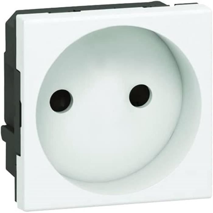 086122L Prise De Courant Sans Terre 16A 250V Avec éclips De Protection Appareillage Saillie Bornes Auto Composable Blanc