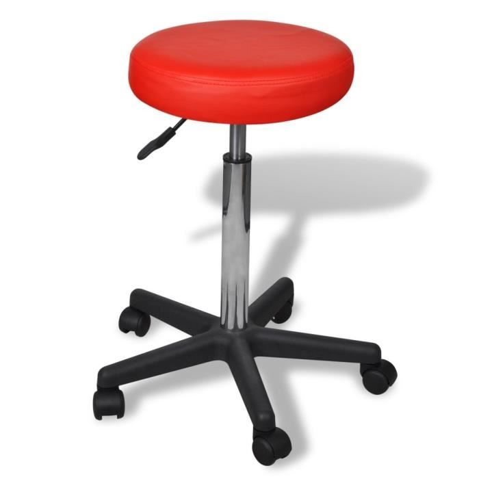 Bonne Vie - Tabouret de bureau Tabourets de bar - Tabouret de travail Tabouret à roulettes Rouge &46330