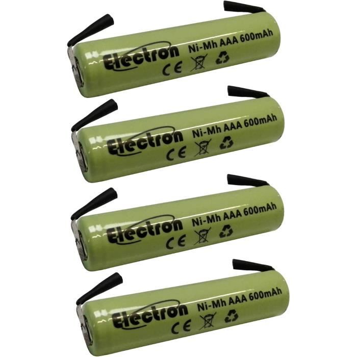 Lot de 4 batteries rechargeables NiMh mini stylo AAA de 1,2 V, 600 mAh