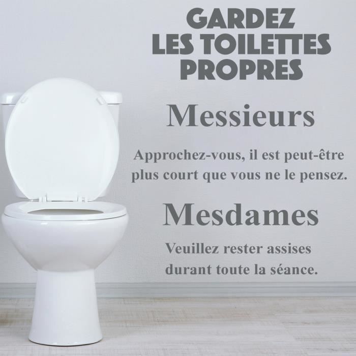 Stickers Toilettes WC - Lettrage Humour - Citation Gardez les toilettes  propres ! - GRIS - 525x650 mm - Cdiscount Maison