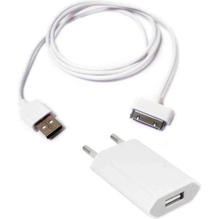 Chargeur Secteur et Cable USB compatible iPhone 4