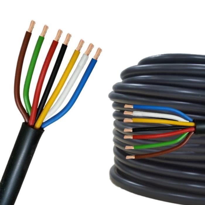 Câble rond 7 x 1,5 mm² au mètre Câble multiconducteur pour l
