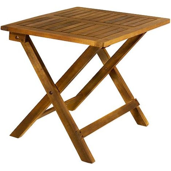 table basse pliante en bois - tables jardin d'appoint - 46x46cm brun - acacia