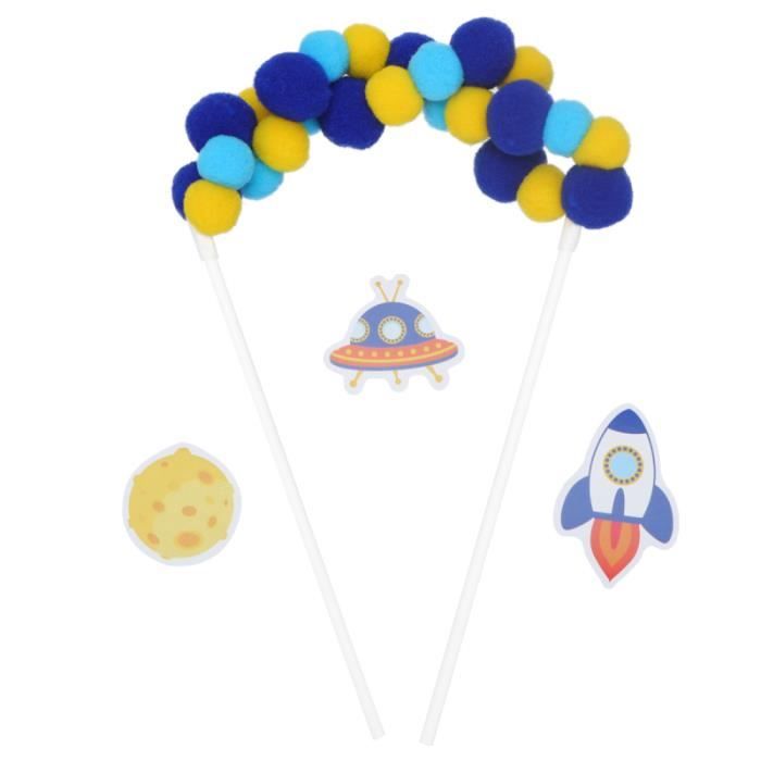 1 Set Gateau Decor Pompon Anniversaire Fusee Fete Fournitures Ornement Dessert Choisir Cupcake Topper Cake Decoration Figurine Cdiscount Maison