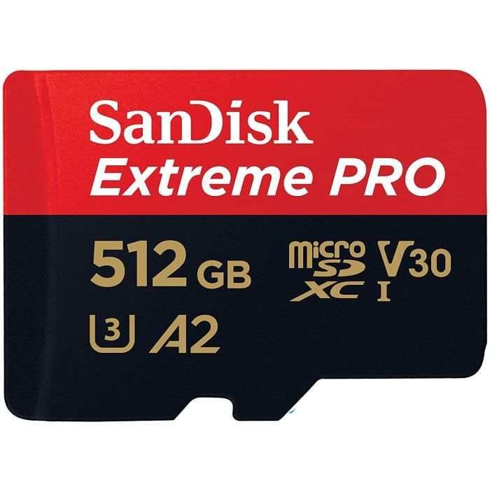 Carte Mémoire MicroSDXC SanDisk Extreme PRO 512 Go - UHS 3 (U3) V30 - Jusquà 170 Mo/s