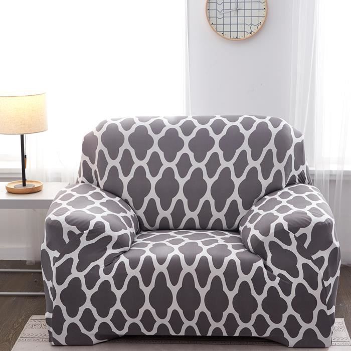 90-140cm Housse de canape 1 place Housse de fauteuil 1 place avec accoudoirs extensible Couverture de Canapé Anti-acariens Gris