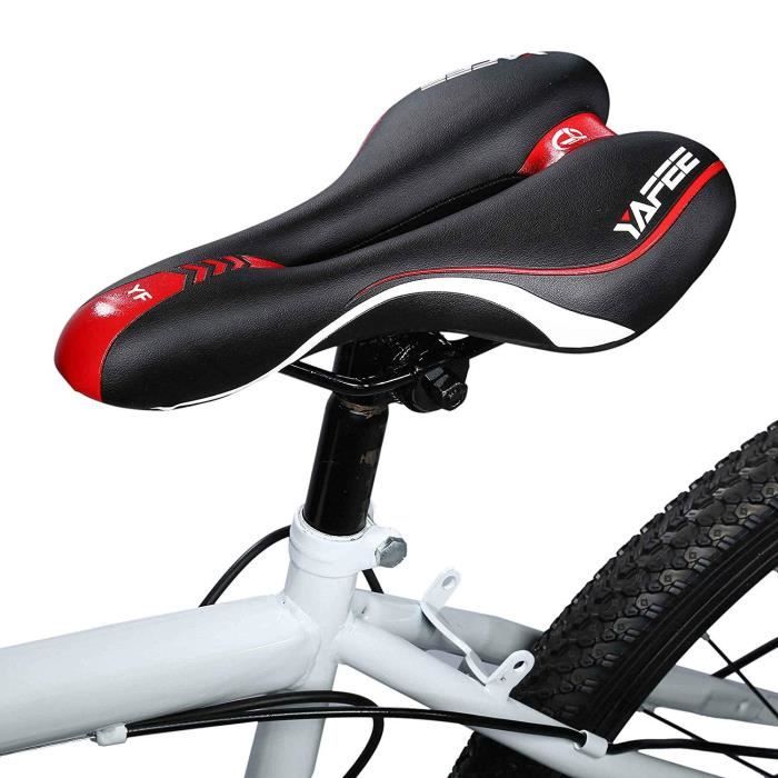 Selle De Vélo Gel Ergonomique - Amortisseur Double Ressort - Creux Respirant - Bande Réfléchissante - Pour VTT, Vélo De Route, Ville