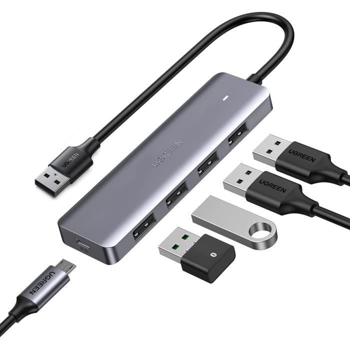 Hub USB 3.0 vers 4 Ports USB Data Hub Multiport avec Port Alimentation  Externe 5V 2,4A Indicateur LED Compatible avec PC PS5 [166] - Cdiscount  Informatique