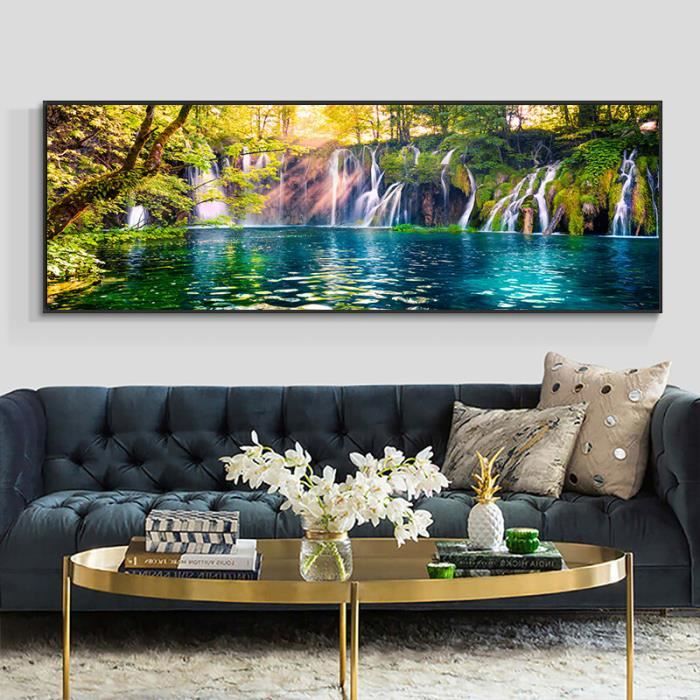 Tableau - RELIABLI - Toile de paysage naturel - Cascade - Arbre vert