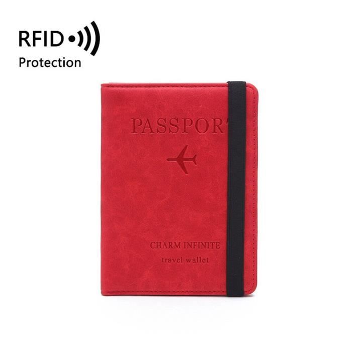 E Protège-passeport multifonction anti-RFID en cuir PU, accessoire de  voyage, étui portefeuille, carte d'iden
