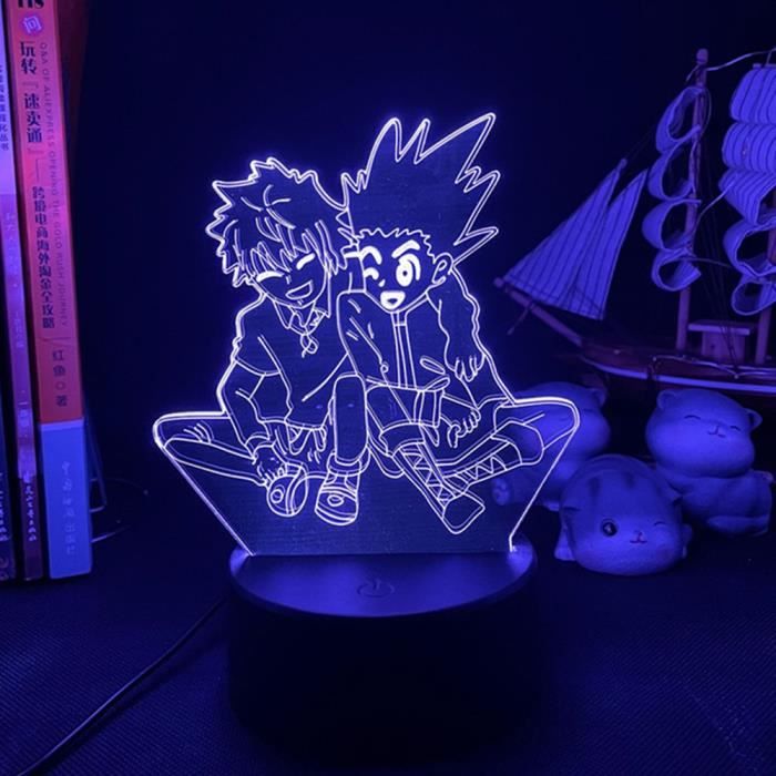 Lampe 3D LED Hunter X Hunter - Veilleuse 16 Couleurs Avec Télécommande - Gon, Kirua, Hisoka