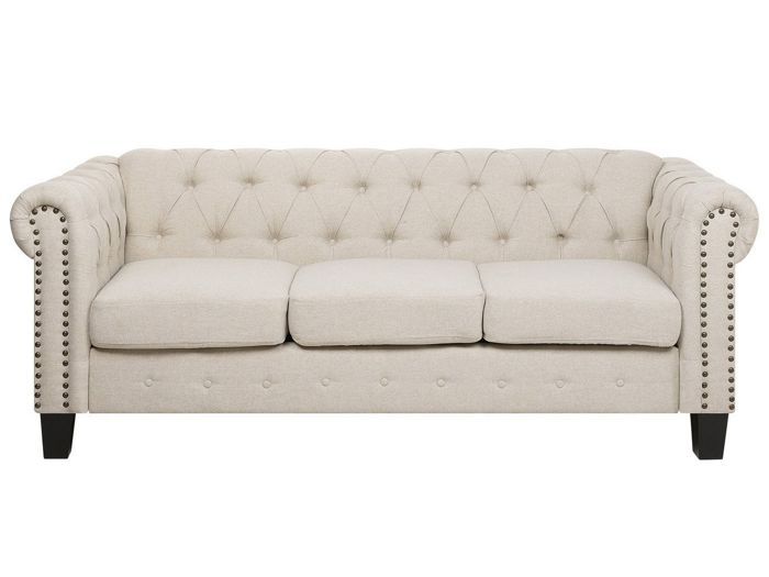 Beliani Canape 3 Places En Tissu Beige Avec Pieds Droits Chesterfield Achat Vente Canape Sofa Divan Soldes Sur Cdiscount Des Le 20 Janvier Cdiscount