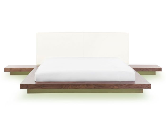 lit japonais 160 x 200 cm marron avec led zen - beliani - moderne - scandinave - a lattes