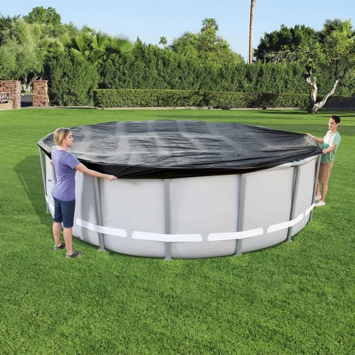 Bestway Couverture de piscine Flowclear 488 cm couverture de sécurité de piscine couverture de piscine hors sol 3202470