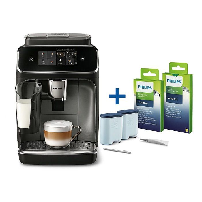 Machine à café Expresso broyeur - PHILIPS - EP2339/40 - Série 2300 - Noir panthère + Nettoyant cafetière - PHILIPS - CA6707/10 - com