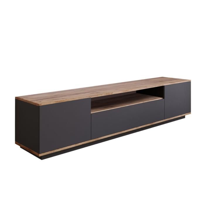 TYRO - Meuble TV gris et bois 180 cm TYRO - Meuble TV gris et bois 180 cm